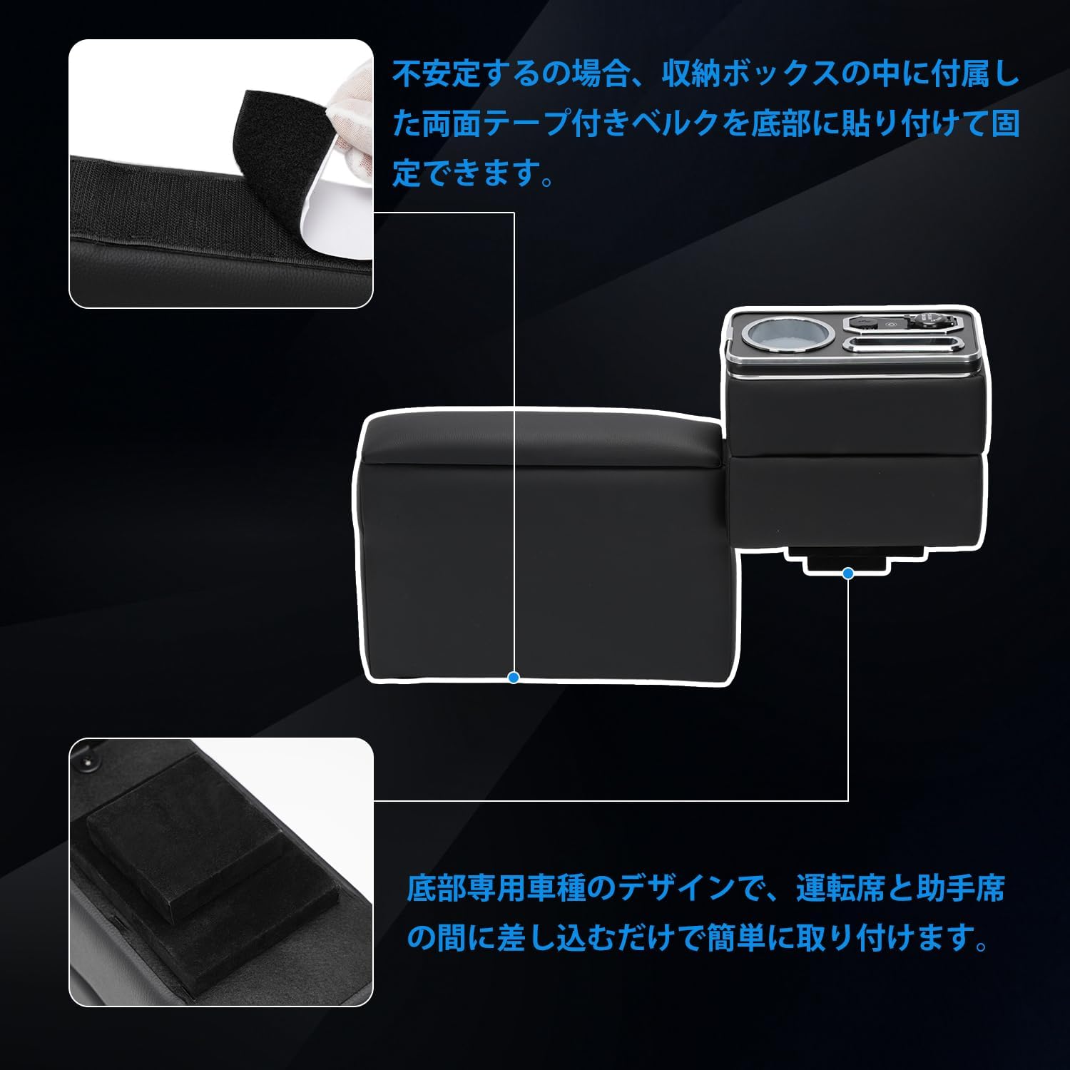 スズキハスラーコンソールボックス7色変換呼吸ランプアームレスト肘置き大容量収納Type-CQC3.0USBポート付き小物入れ取り付け簡単MR52系/MR92系Xグレード(HYBRIDX/HYBRIDXターボ)2019年12月～