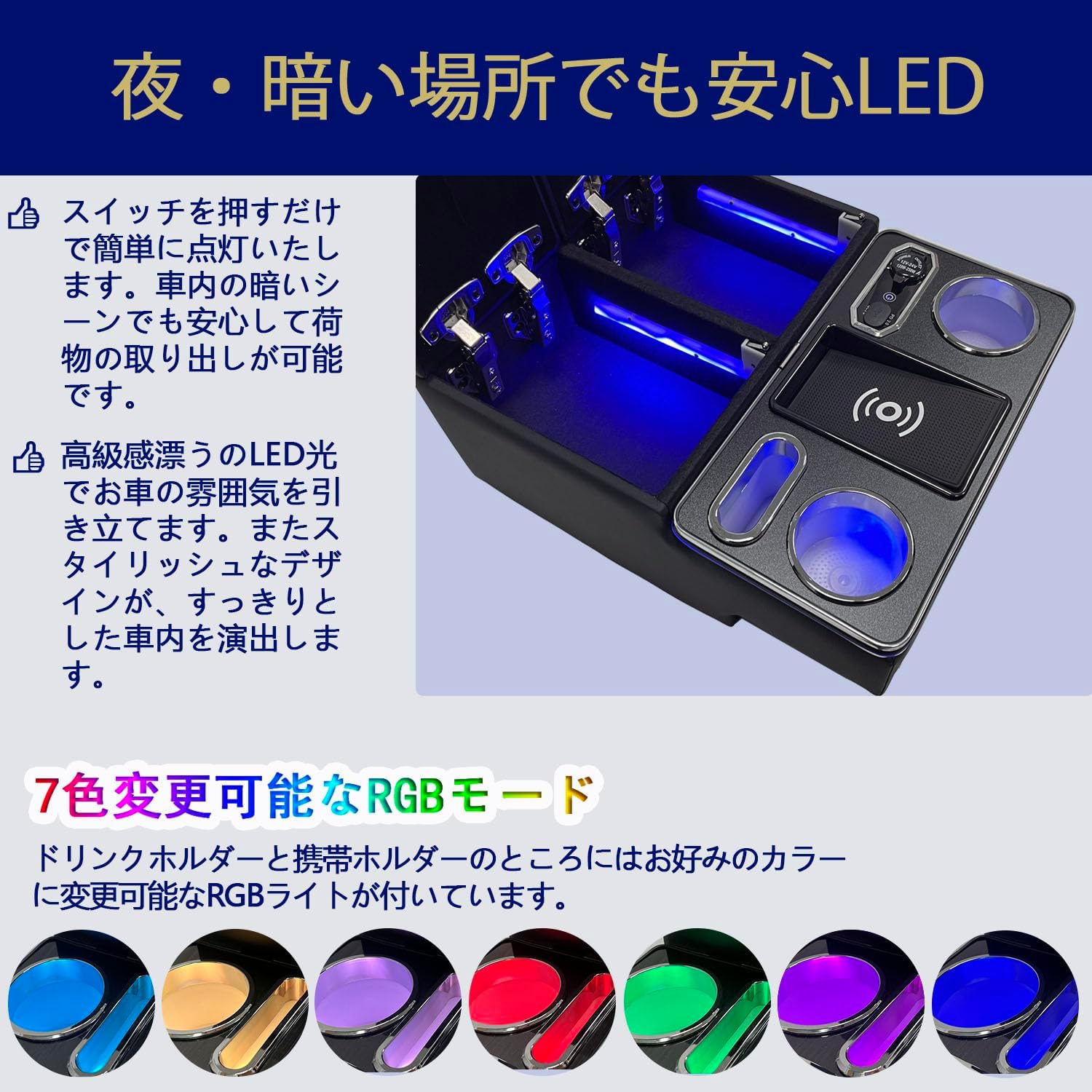 ハイエース200DX車専用コンソールボックス置くだけ充電
