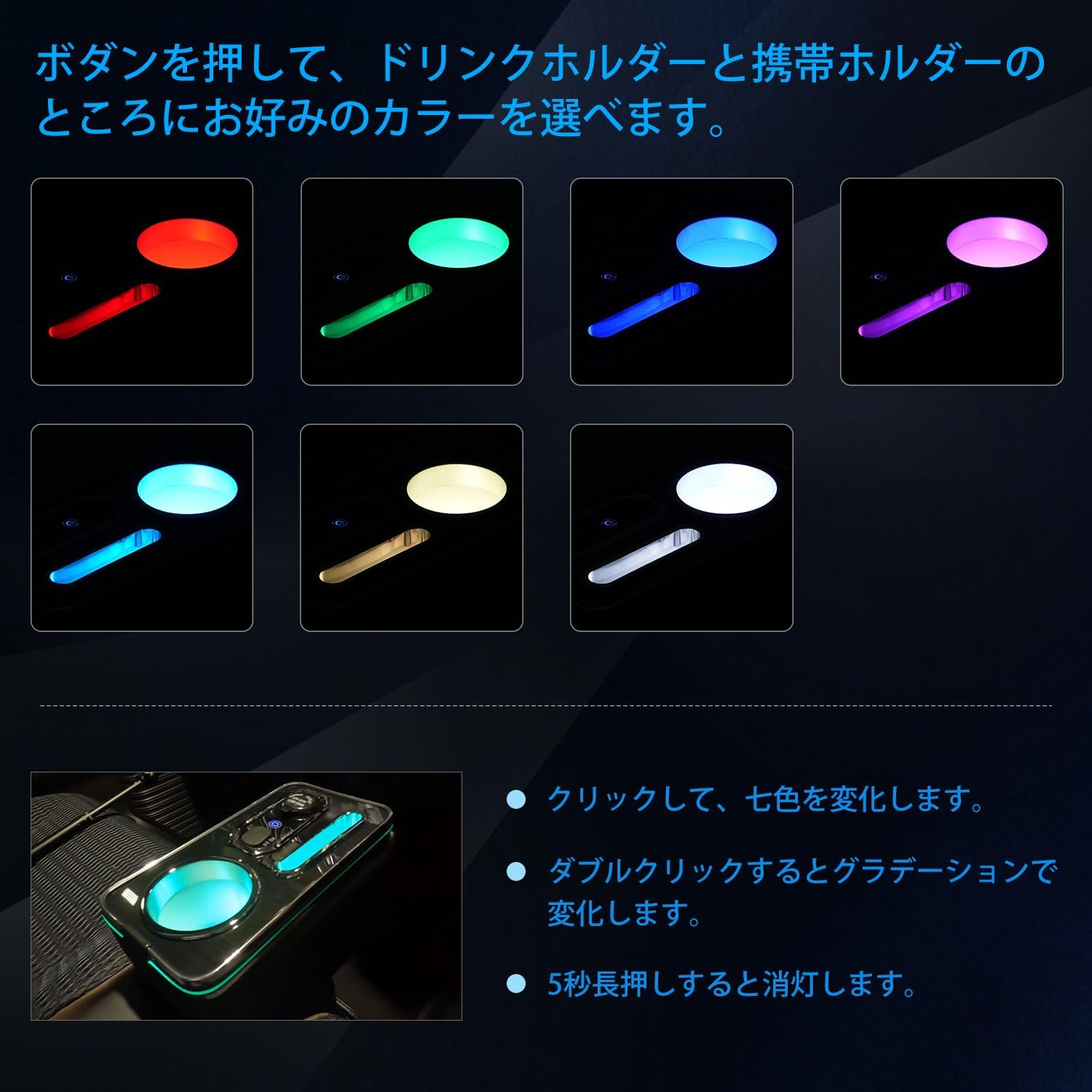 スズキハスラーコンソールボックス7色変換呼吸ランプアームレスト肘置き大容量収納Type-CQC3.0USBポート付き小物入れ取り付け簡単MR52系/MR92系Xグレード(HYBRIDX/HYBRIDXターボ)2019年12月～